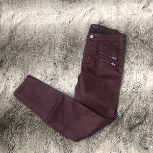 Bullhead Denim Co. Burgundy Coated Skinny Jeans